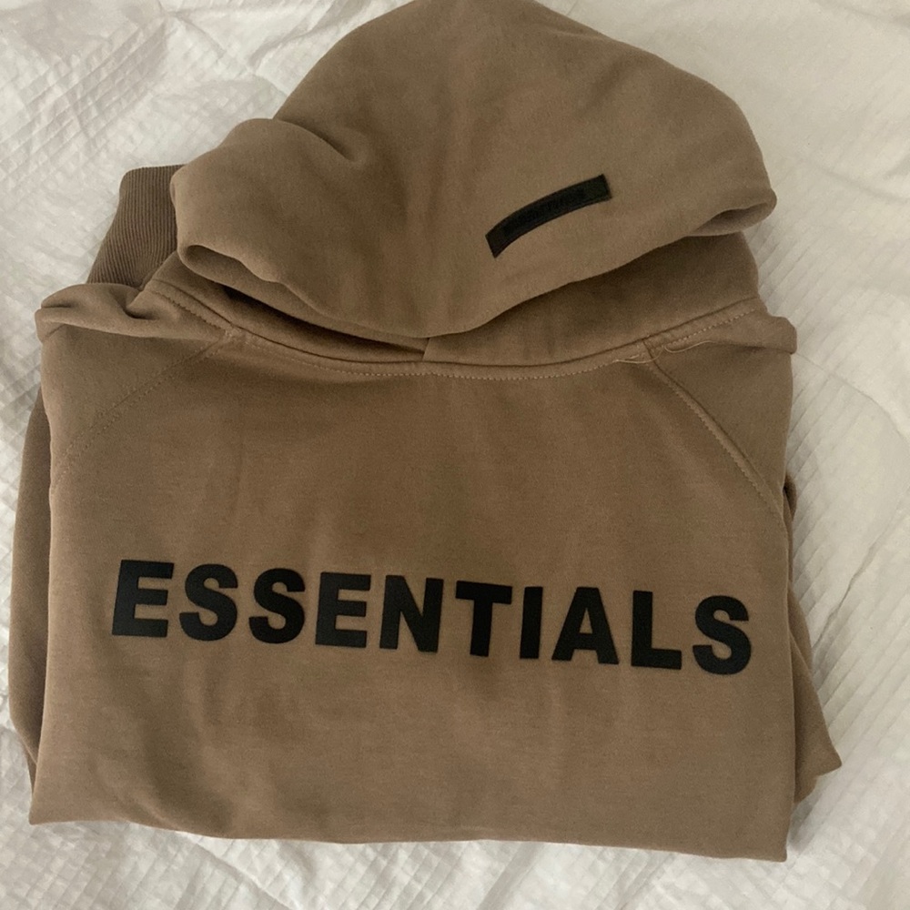 essentials hoodie brown